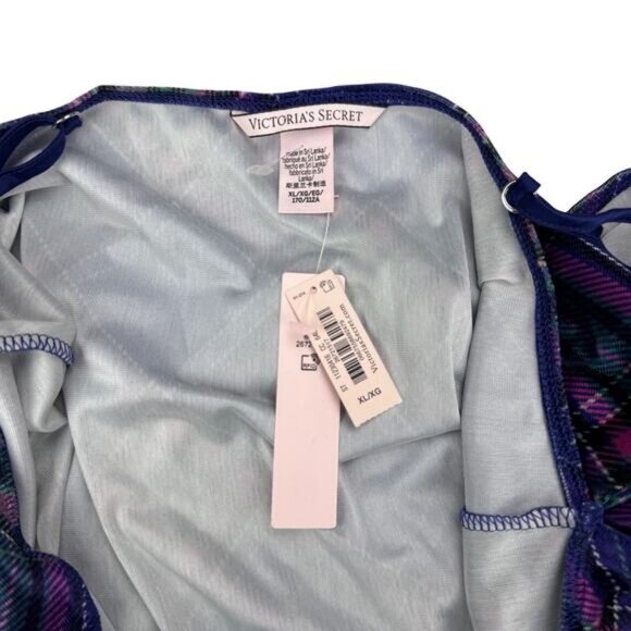 NWT VICTORIA'S SECRET Velvet Slip Dress XL Purple Plaid - Picture 4 of 5